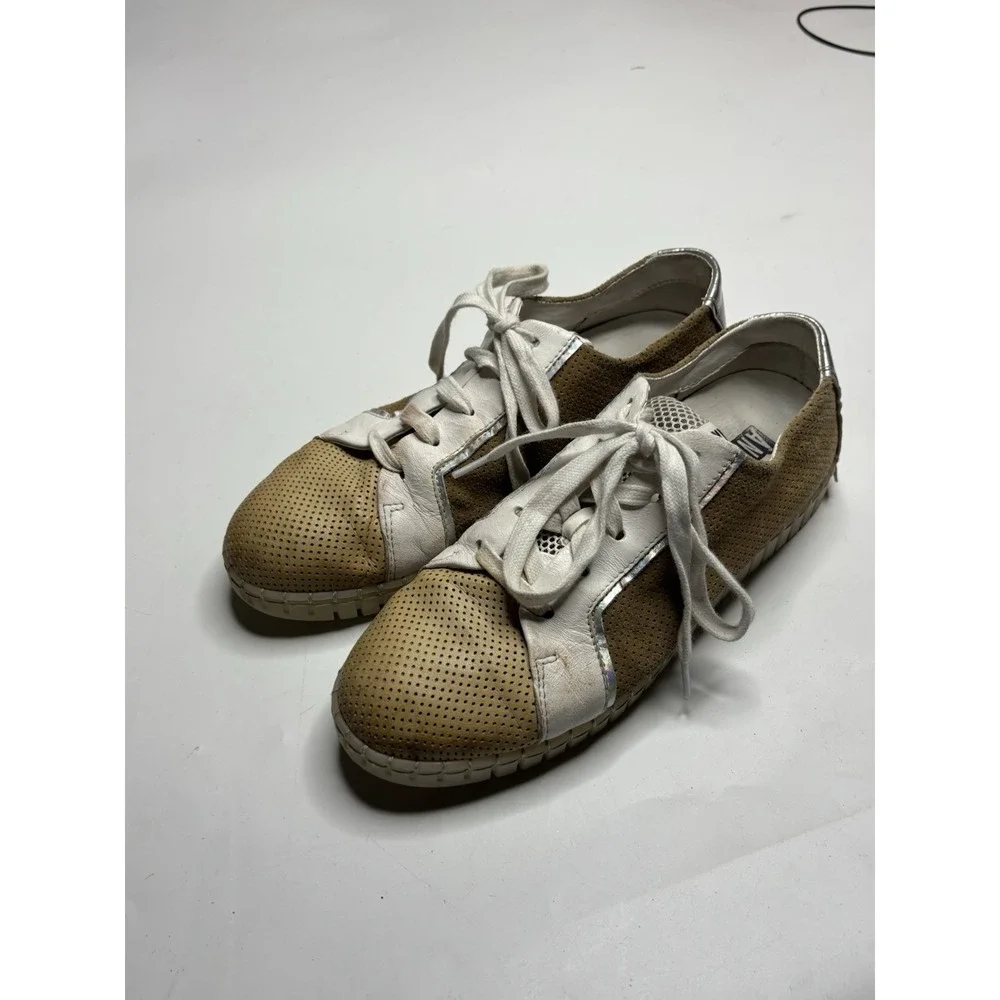 Andia Fora Platform Designer Sneakers Laser Cut Leather Mesh Women's US 8 EUR 40
